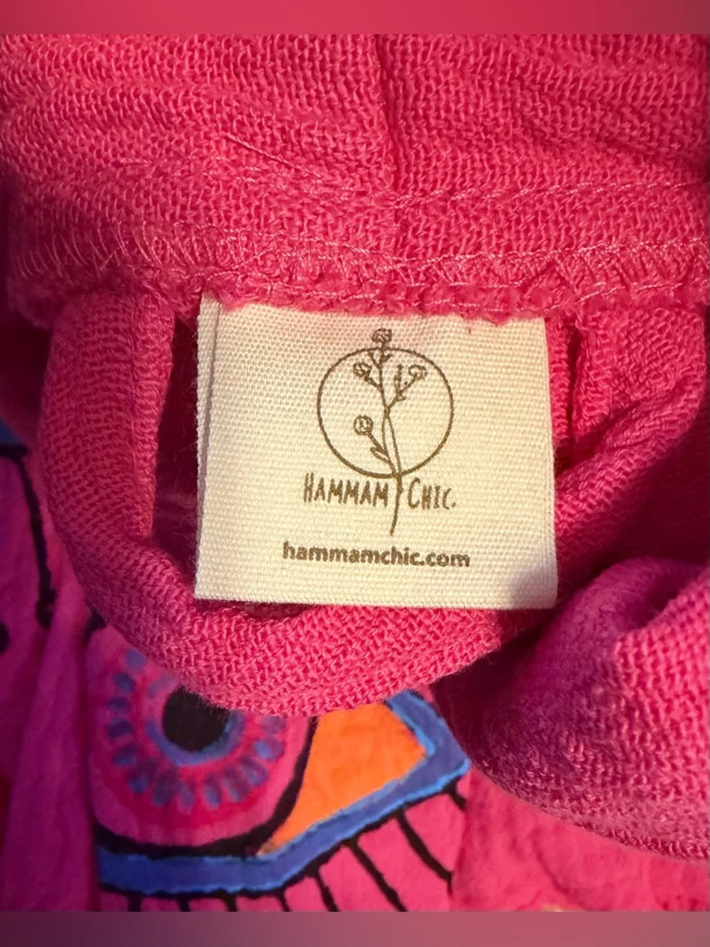 NWOT - SUNSET EYE ROBE/KIMONO Pink Embroidered Eye Robe with Belt Size M - Picture 6 of 7